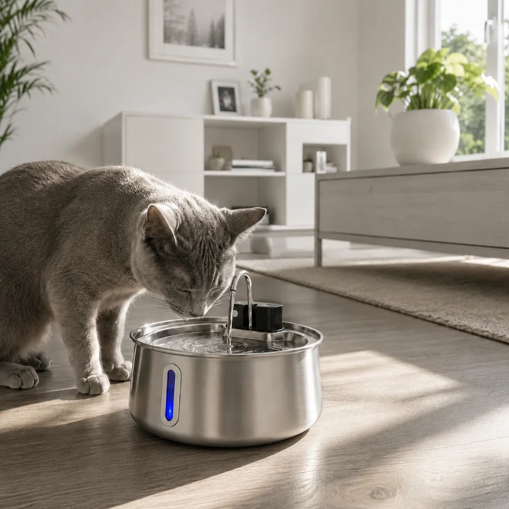 CatVitalis 2.0 - Fuente inalámbrica de acero para gatos