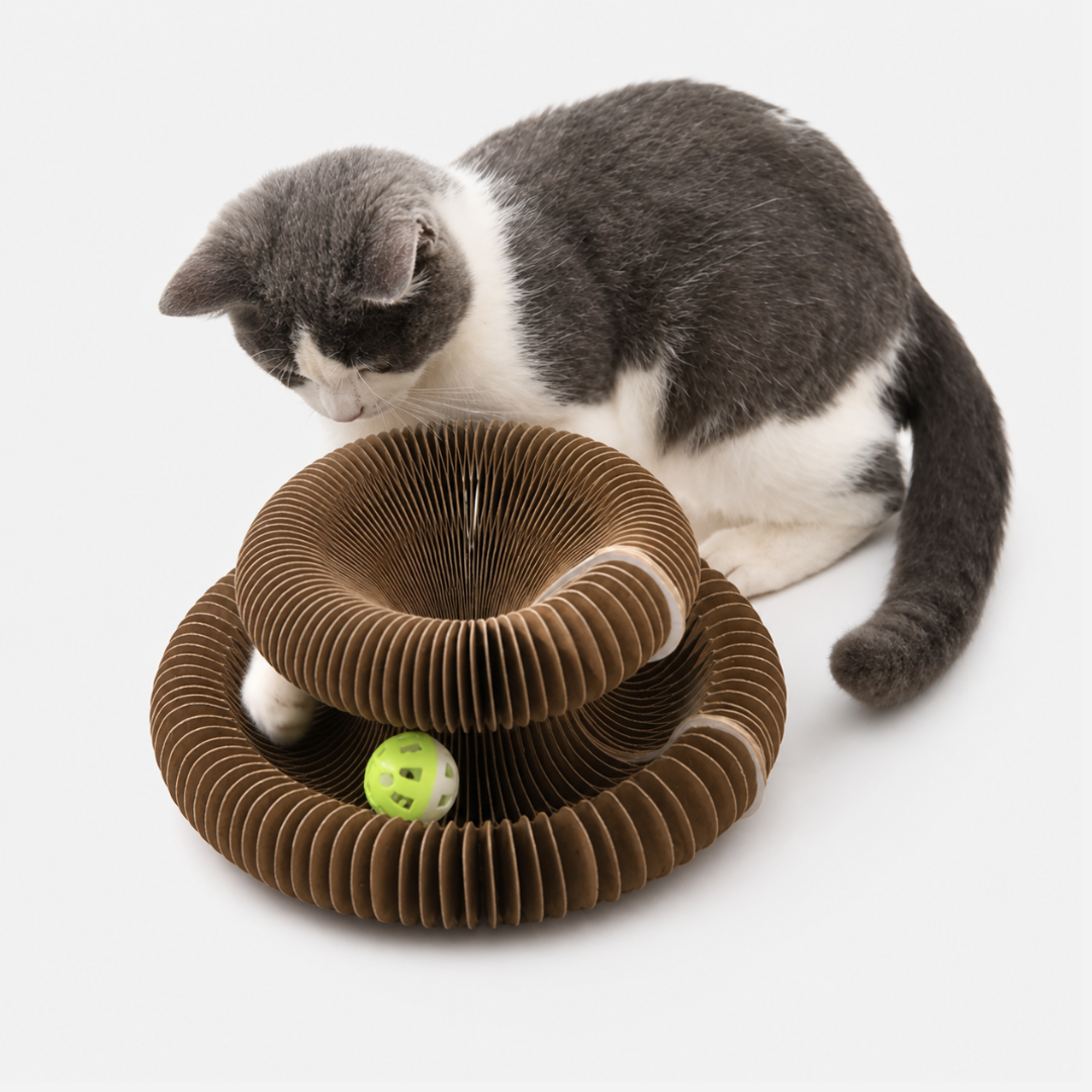Rascador con pelota interactiva