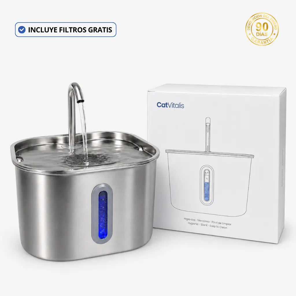 CatVitalis™ - Fuente de agua para gatos de acero inoxidable