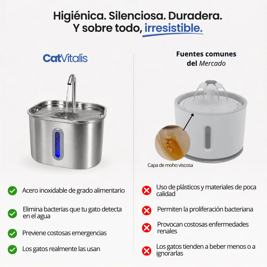 CatVitalis™ - Fuente de agua para gatos de acero inoxidable