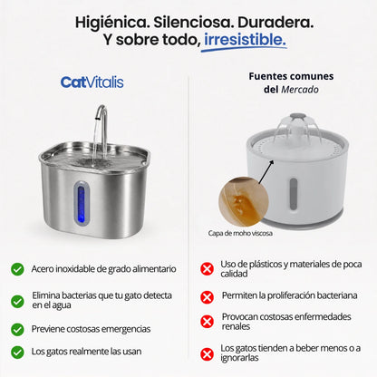 CatVitalis™ - Fuente de agua para gatos de acero inoxidable